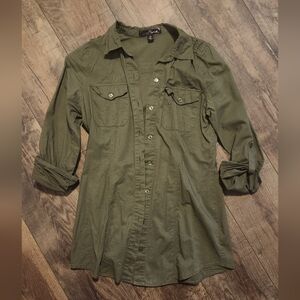 Almost Famous Olive Green Button Down Shirt